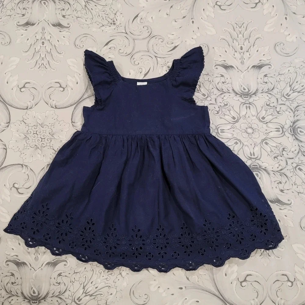 babyGap Baby Girls Cap Sleeve Scallop Eyelet Dress